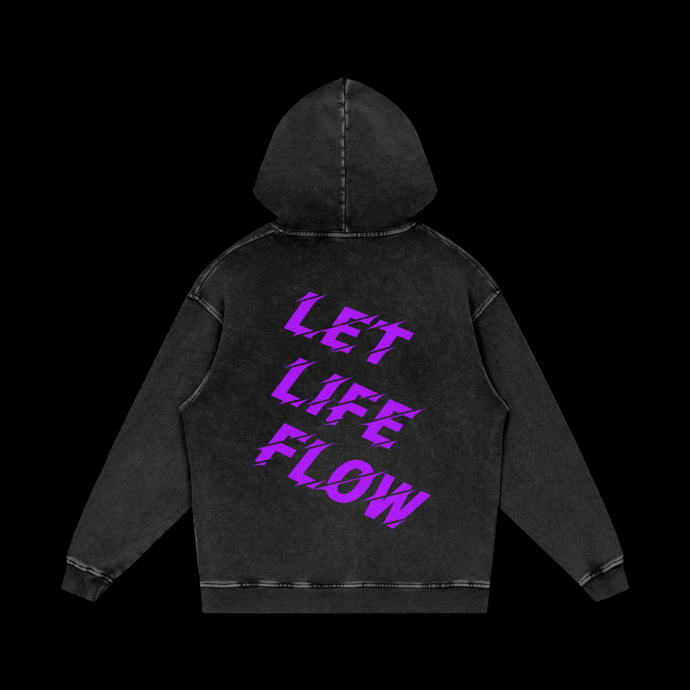 Acid Wash Oversize " LET LIFE FLOW" Hoodie