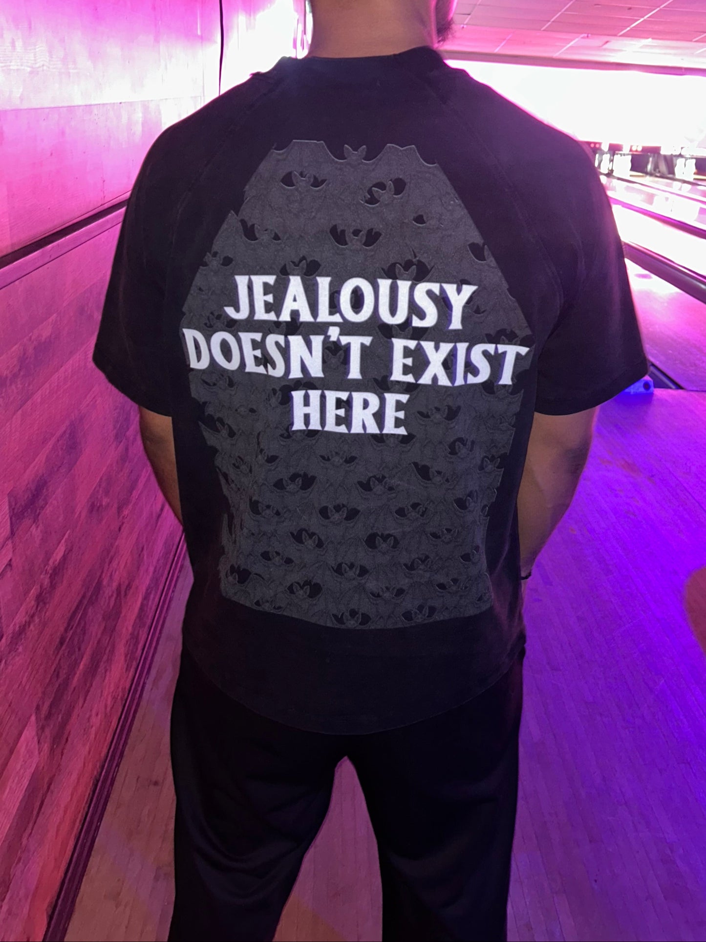 Vintage Washed Raglan "JEALOUSY DOESN'T EXIST HERE" Cotton T-Shirt