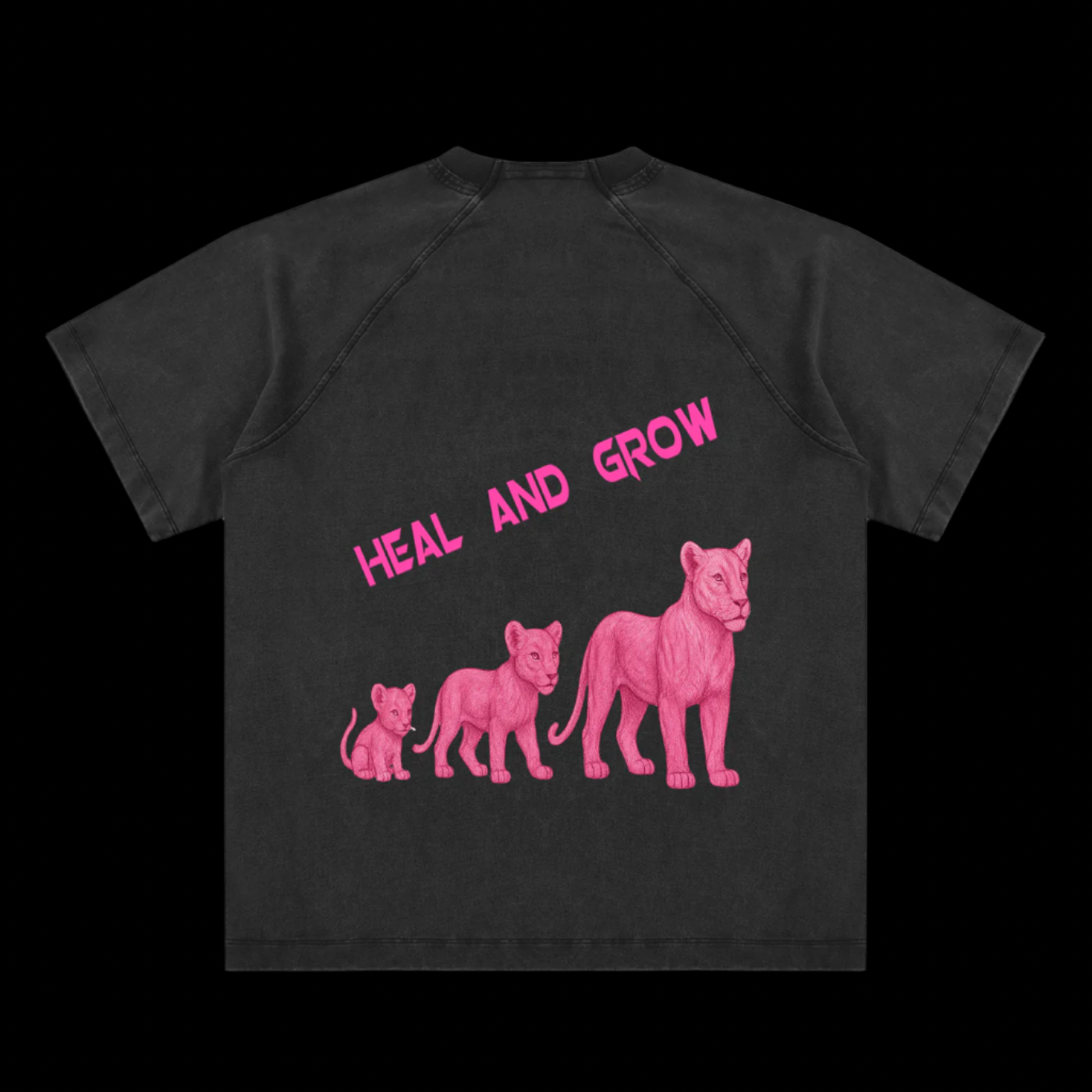 Vintage Washed Raglan Cotton "HEAL AND GROW" T-Shirt