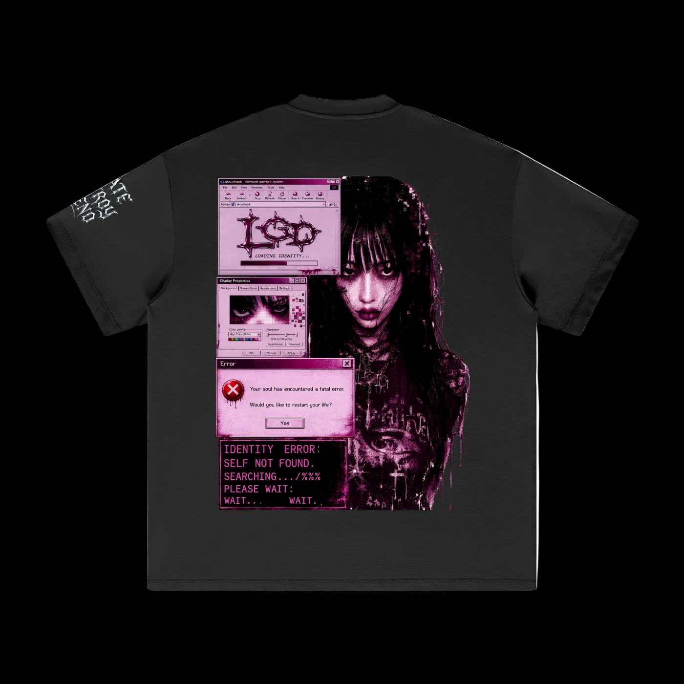 Heavyweight Earth Tone Distorted computer feed T-Shirt