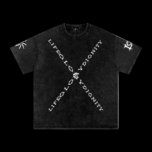 Snow Washed Oversized Cotton "PRIDE WILL BE YOUR DOWNFALL" T-Shirt