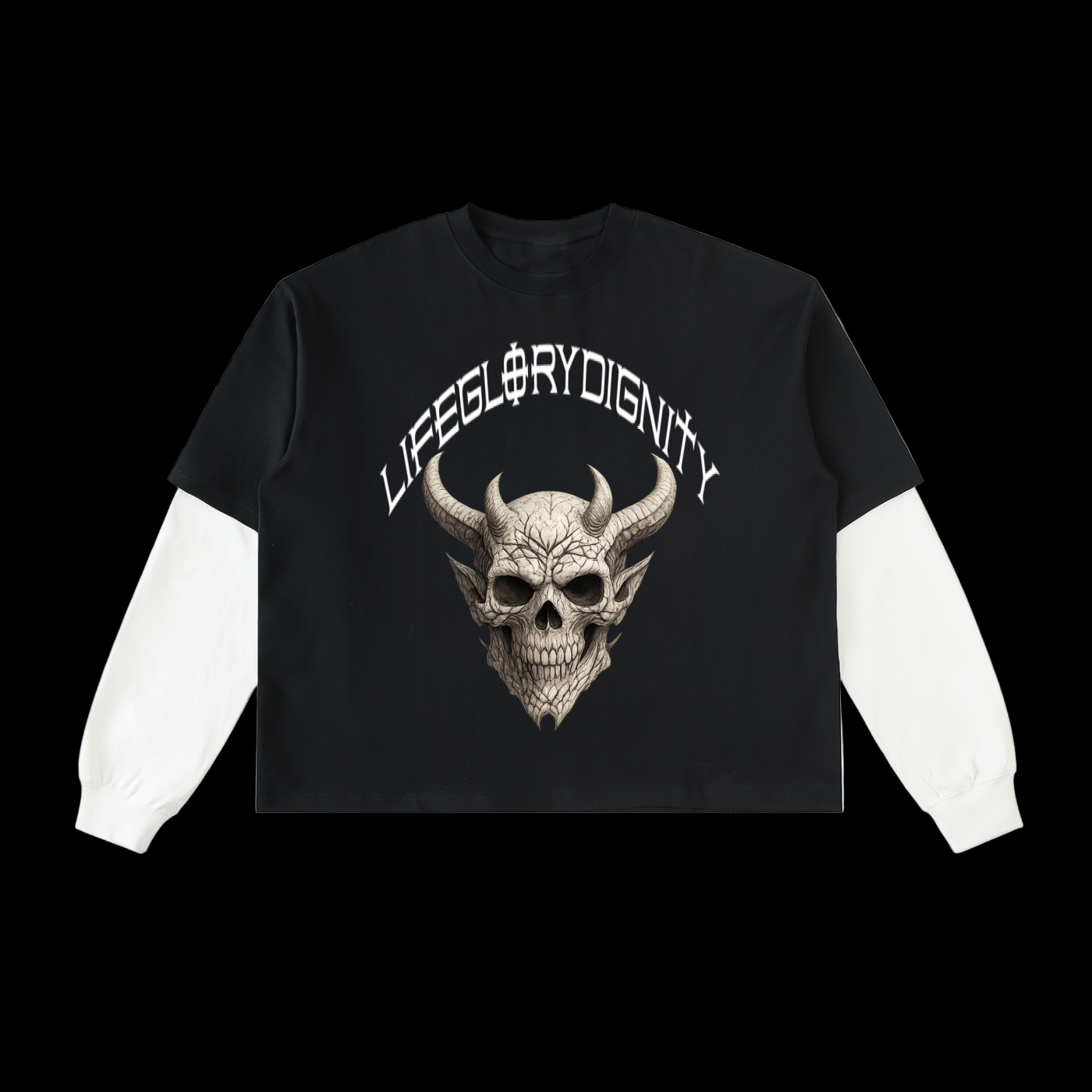 Layered Contrast Sleeve Cotton "MADNESS" T-Shirt