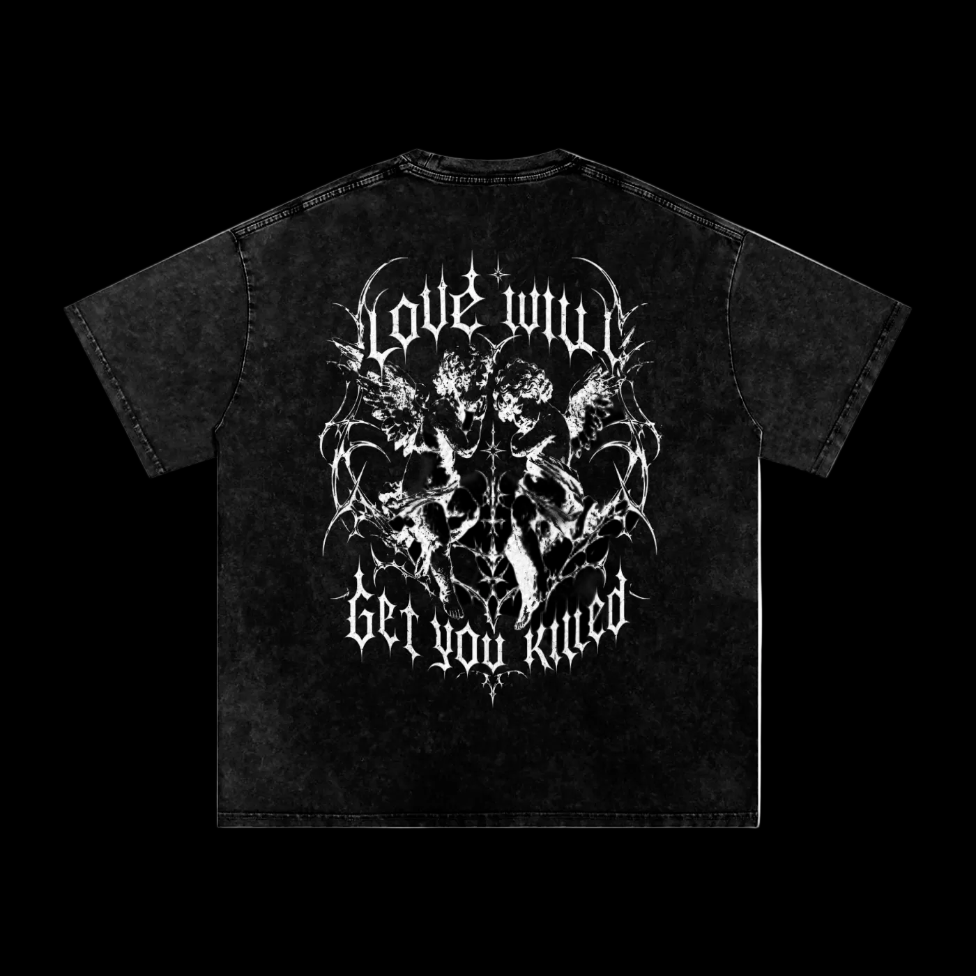 Snow Washed Oversized Cotton "LOVE WILL GET YOU KILLED" T-Shirt