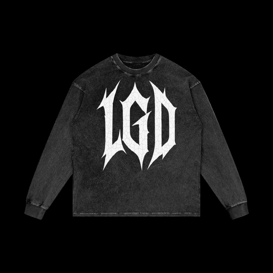 Acid Wash Oversize Long Sleeve black and white T-Shirt